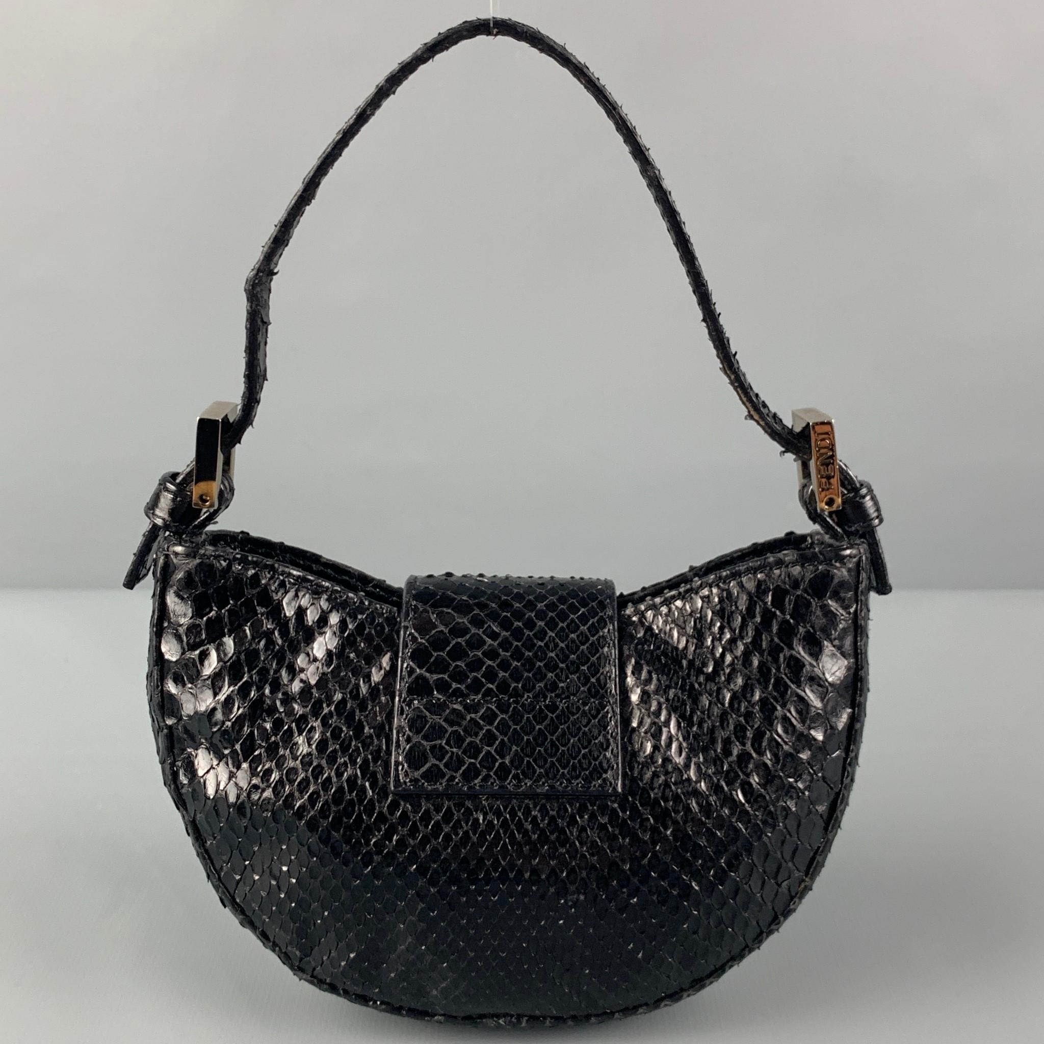 FENDI Black Snake Skin Evening Zucca Mini Handbag In Good Condition In San Francisco, CA