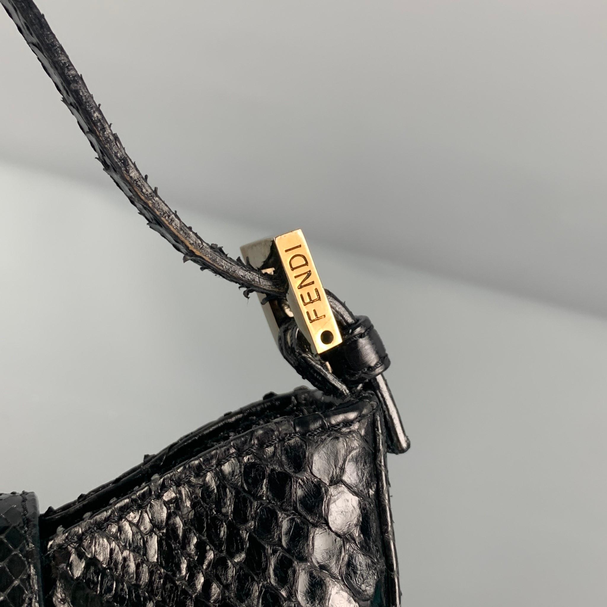 FENDI Black Snake Skin Evening Zucca Mini Handbag 1