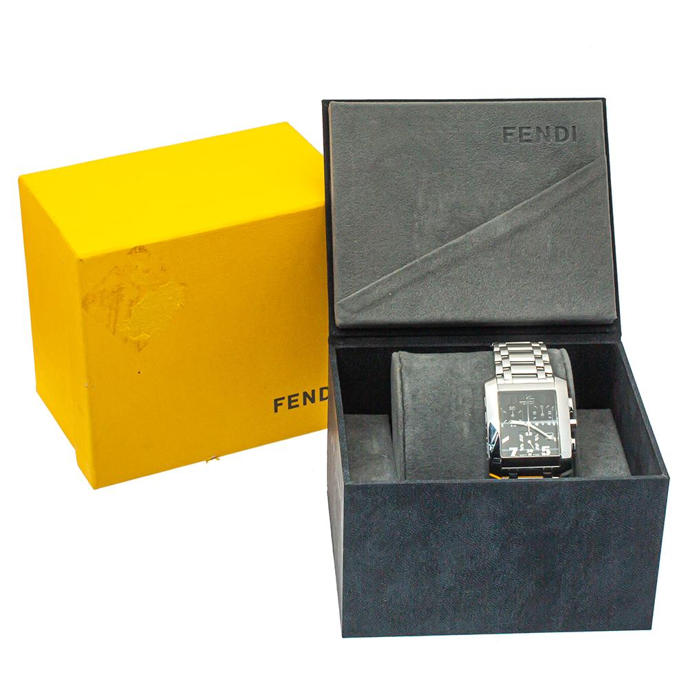 Fendi Black Stainless Steel Chronograph Orologi 7500G Women's Wristwatch 32mm 5