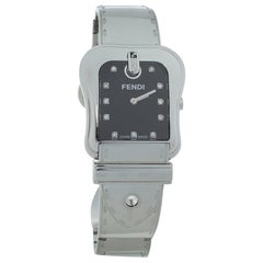 Used Fendi Black Stainless Steel Diamond B.Fendi 3800G Women's Wristwatch 33 mm