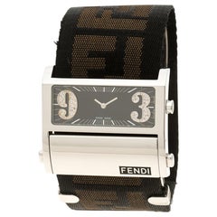 Fendi Black Stainless Steel Diamond Zip Code 1120G Women's Wristwatch 40 mm