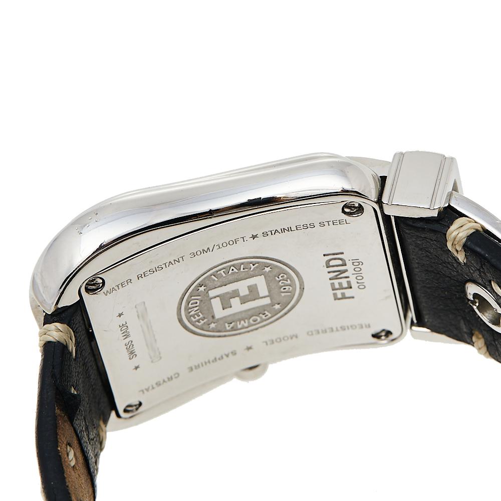 Fendi Black Stainless Steel Leather B.Fendi 3800G Women's Wristwatch 33 mm In Fair Condition In Dubai, Al Qouz 2
