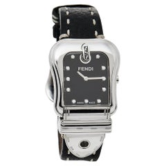 Fendi Montre-bracelet pour femme B.Fendi 3800G en cuir et acier inoxydable noir, 33 mm