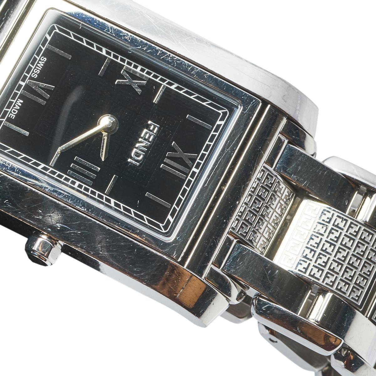 Fendi Black Stainless Steel Quadro 7600M Women's Wristwatch 27 mm 1
