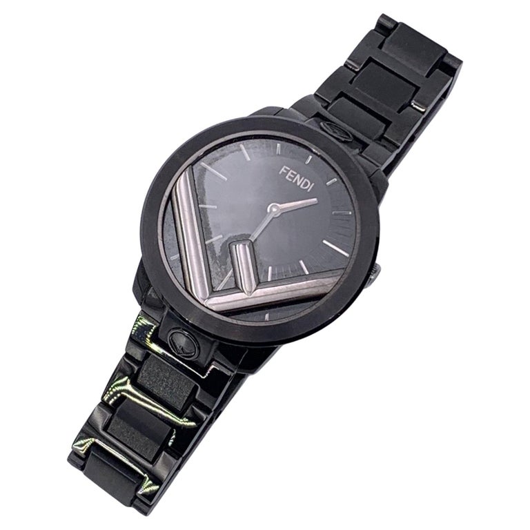 Fendi Black Stainless Steel Run Away 71000L Quartz Watch For Sale