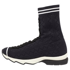 Fendi Black Stretch Fabric Sock High Top Sneakers Size 37