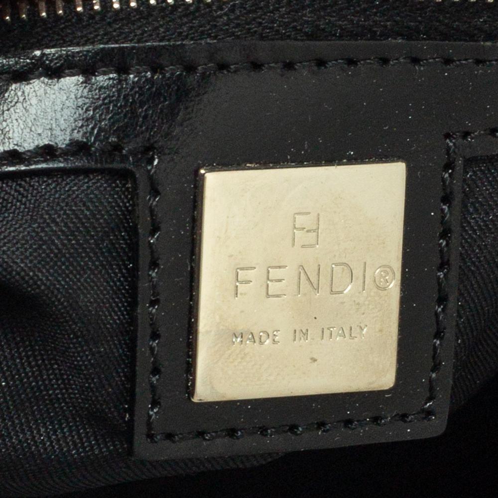 Fendi Black Stripe Leather and Calfhair FF Flap Tote 5