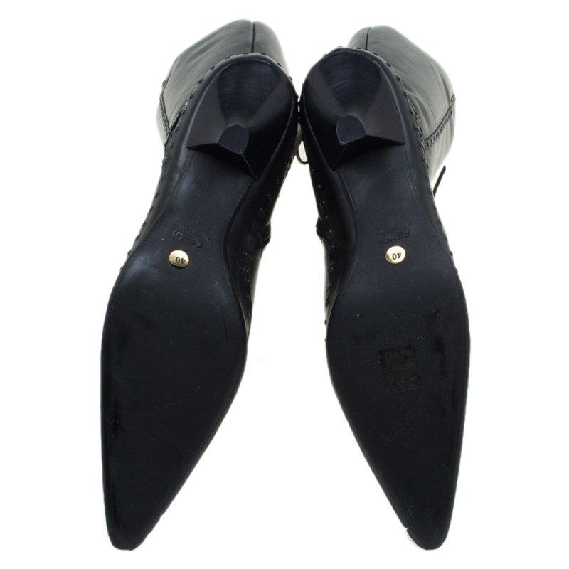 Fendi Black Studded Leather Knee Length Boots Size 40 2