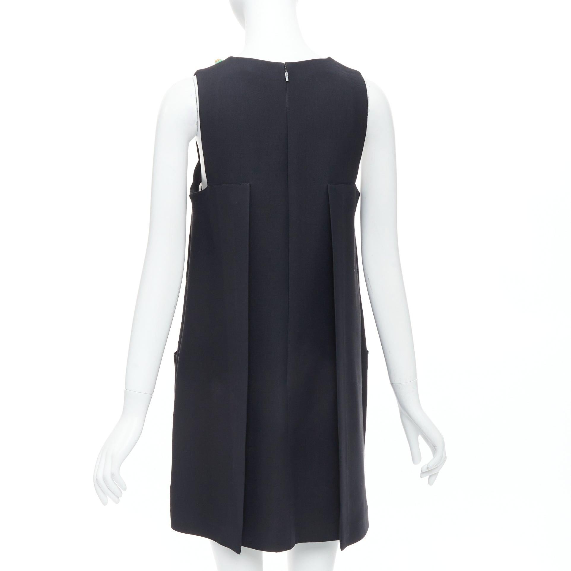 De las mujeres FENDI vestido negro con tachuelas, escote de pedrería y bolsillos de parche de cuero IT42 M en venta