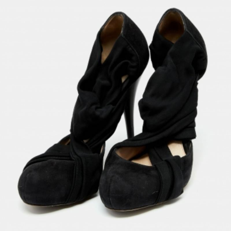 Donna Fendi - Décolleté nere in pelle scamosciata e tessuto con incrocio a croce 40 in vendita