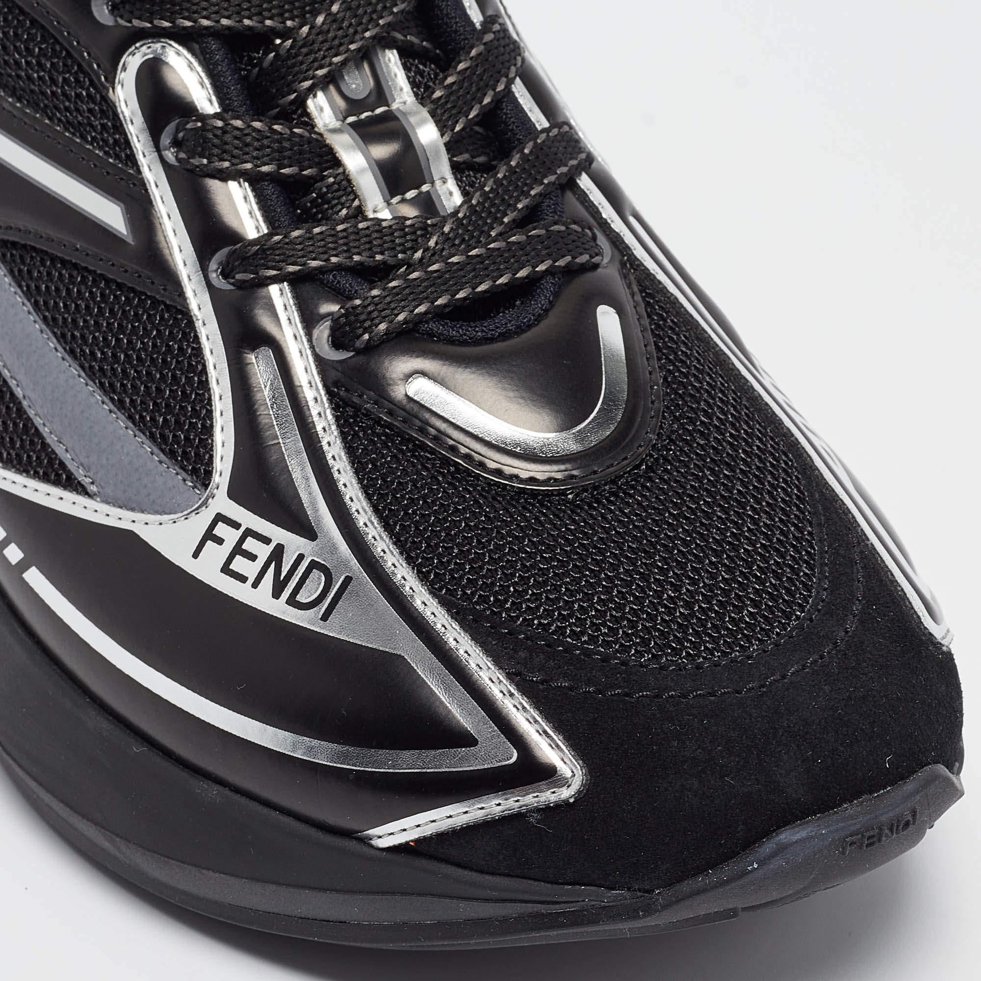 Fendi Black Suede and Leather Fendi first Sneakers Size 38 For Sale 3