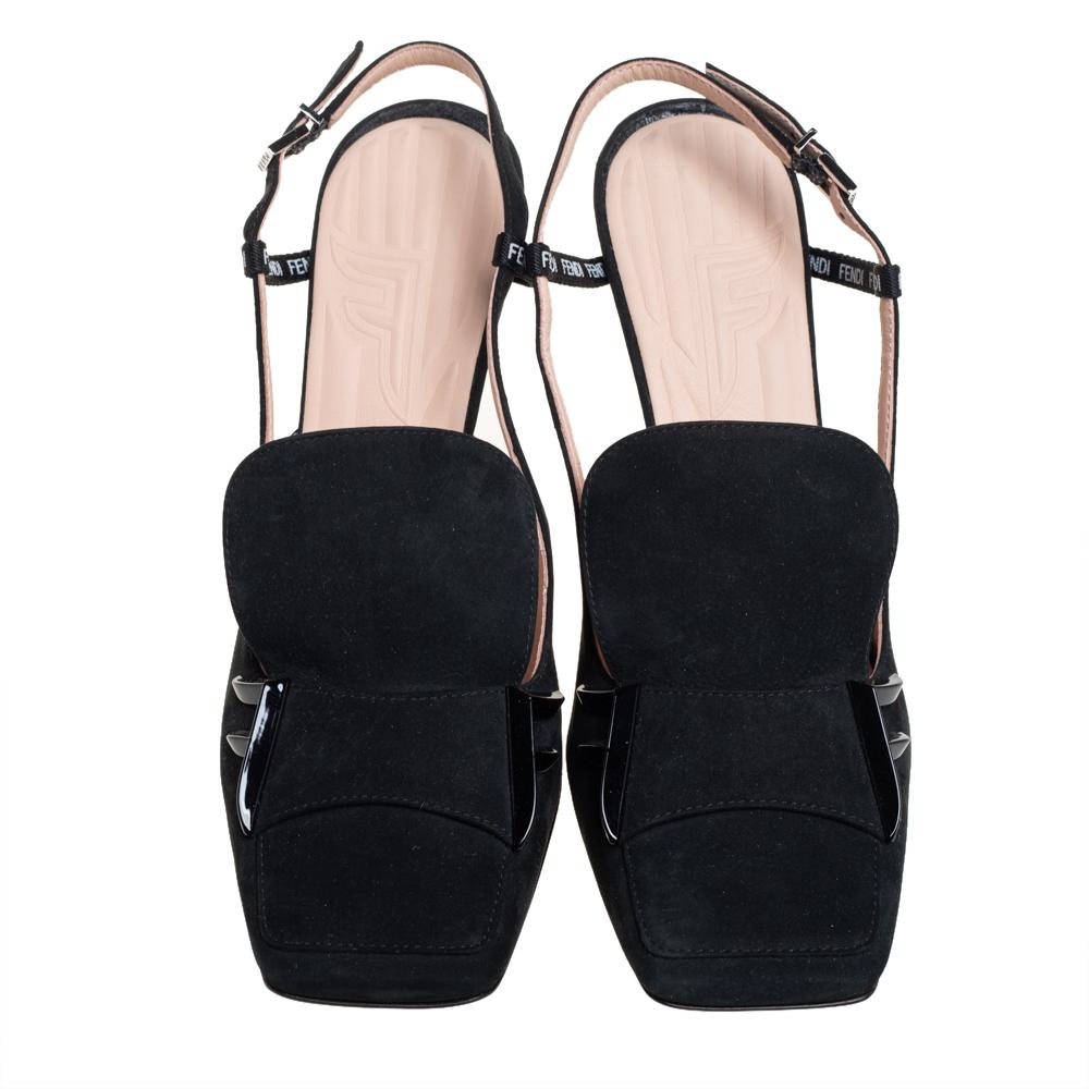 Fendi Black Suede FFreedom Sandals Size 37 1