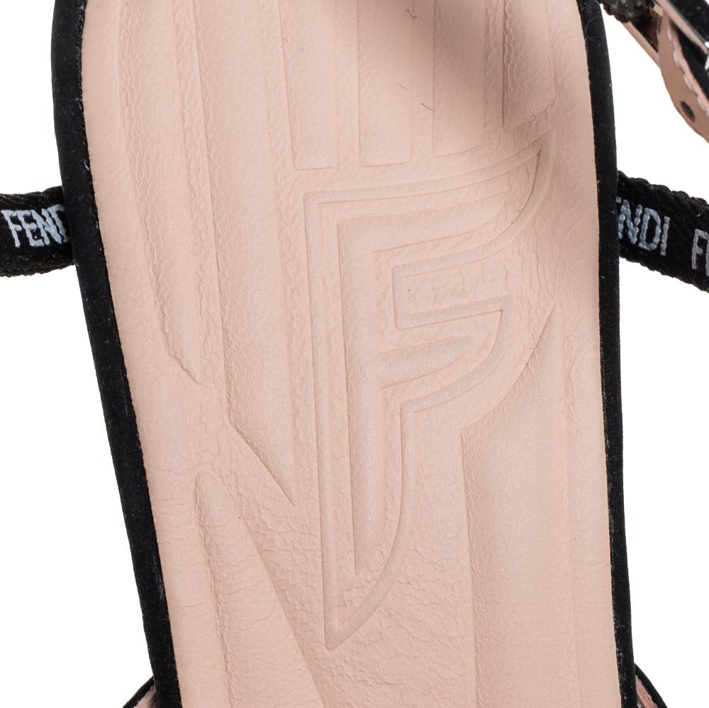 Fendi Black Suede FFreedom Sandals Size 37 2