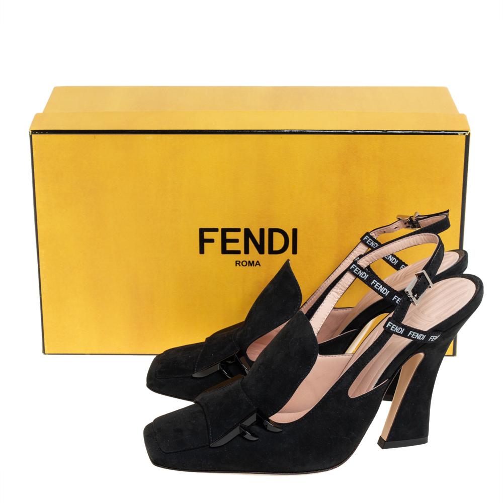 Fendi Black Suede FFreedom Sandals Size 37 4