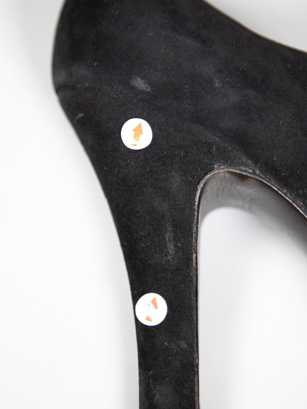 Fendi Black Suede Lace Up Peep Toe Heels Size IT 39 For Sale 4