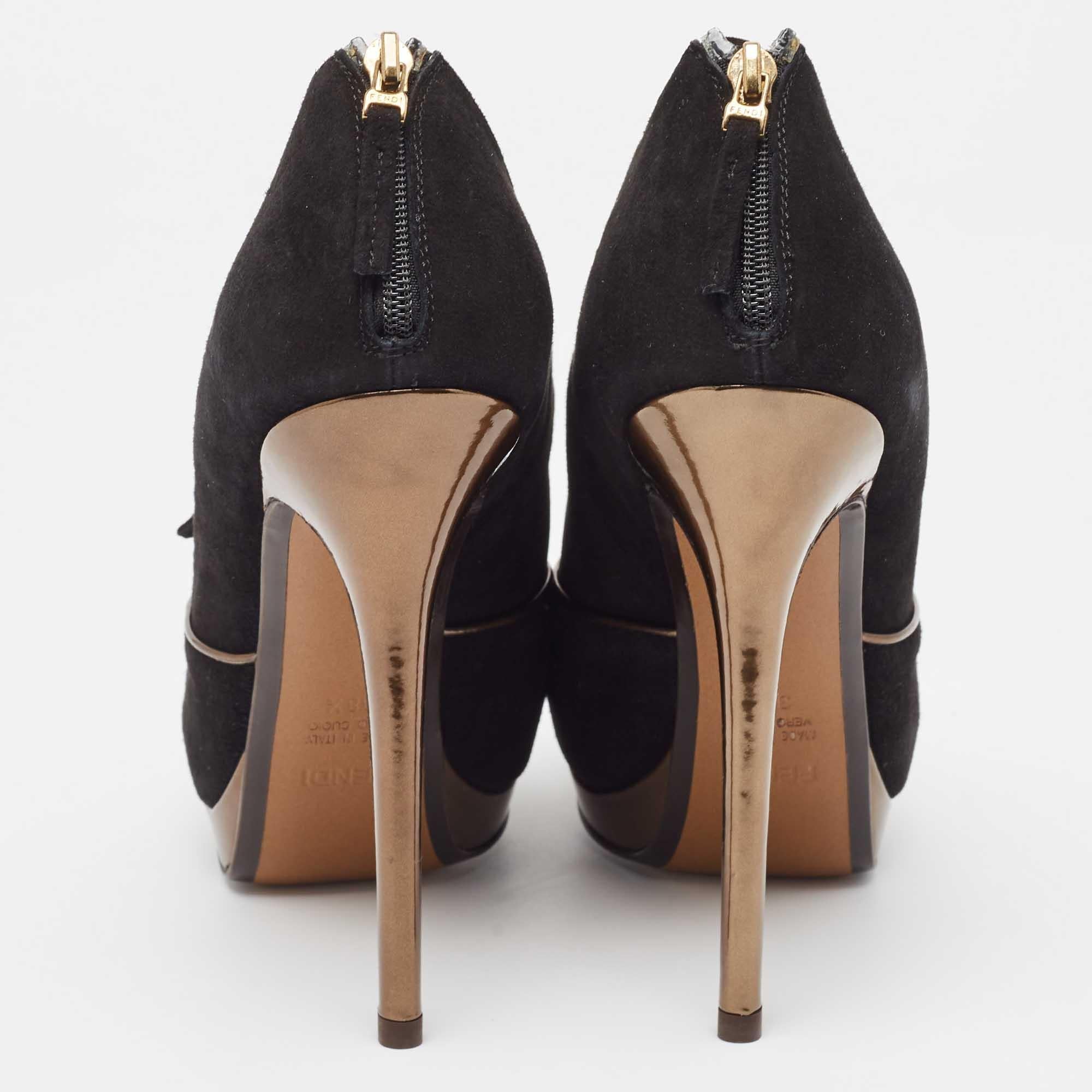 Donna Fendi Pumps Peep Toe in camoscio nero misura 38,5 in vendita