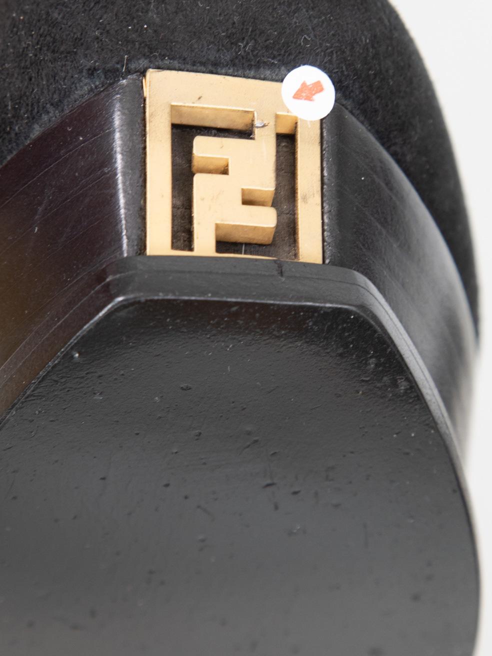 Fendi - Bottes à talons en daim noir avec plateforme - Taille IT 40 en vente 2
