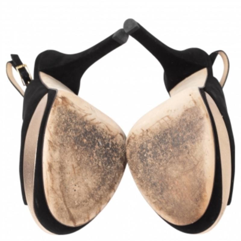 Fendi - Sandales à talon compensé en daim noir - Taille 38,5 en vente 3