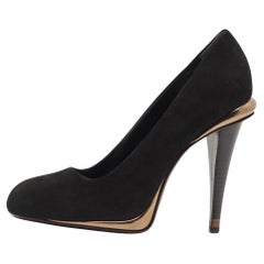 Fendi Black Suede Round Toe Pumps Size 40