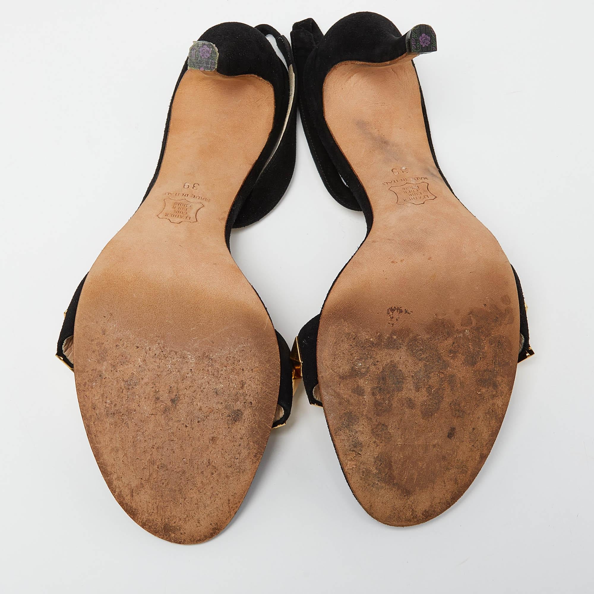 Women's Fendi Black Suede Studded Slingback Sandals Size 39 For Sale