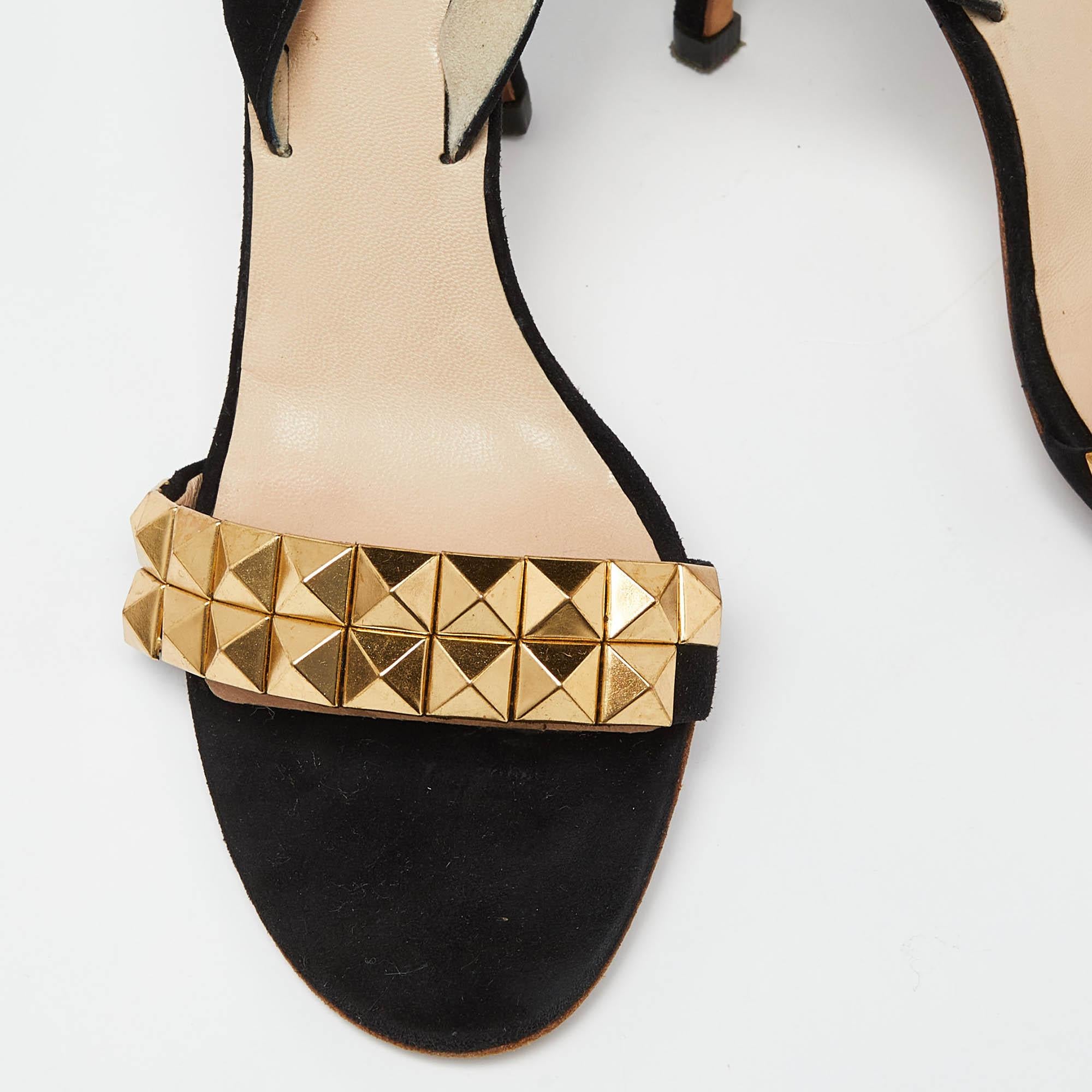 Fendi Black Suede Studded Slingback Sandals Size 39 For Sale 3