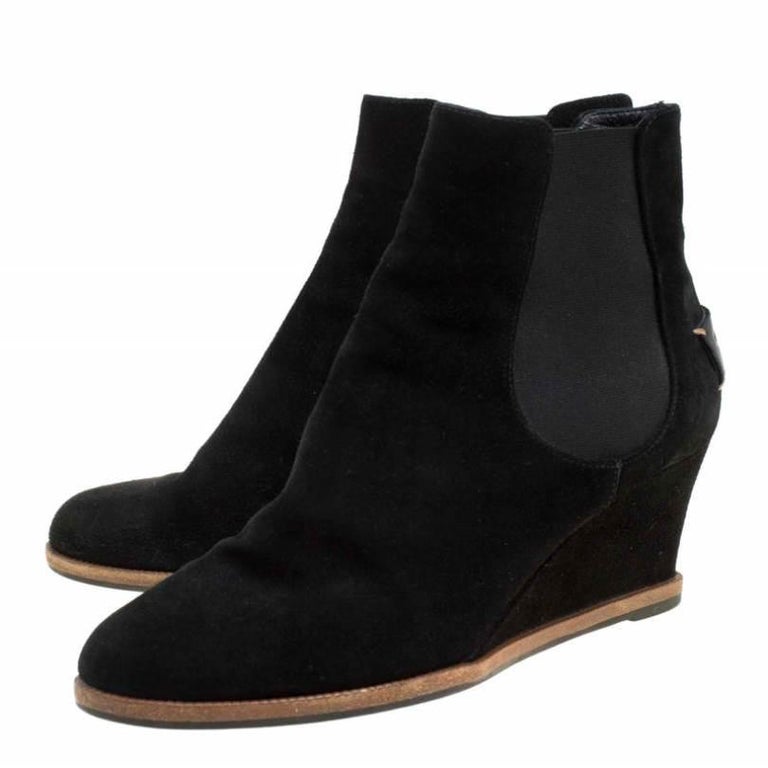 low wedge suede ankle boots