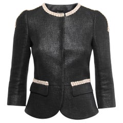 Fendi Black Textured Cotton Chain Trimmed Jacket 