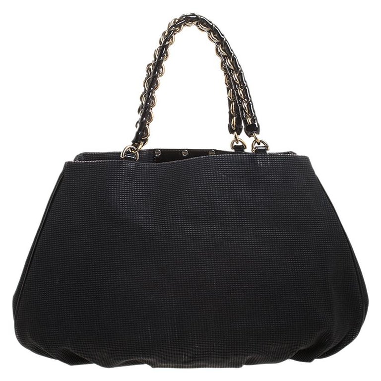 Fendi Black Textured fabric Large Mia Shoulder Bag For Sale at 1stdibs