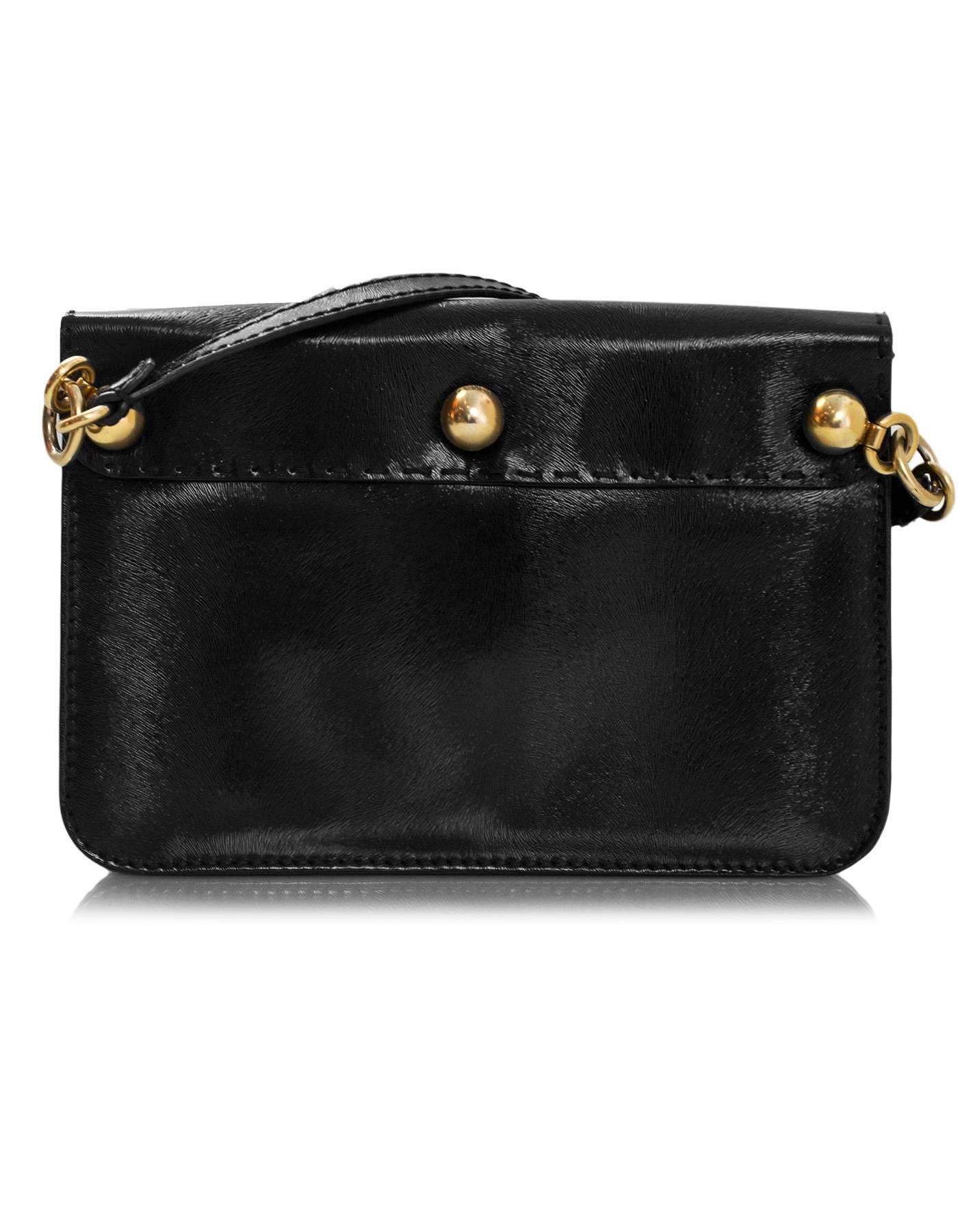 Women's Fendi Black Textured Glazed Leather Studded Crossbody/Clutch Bag 