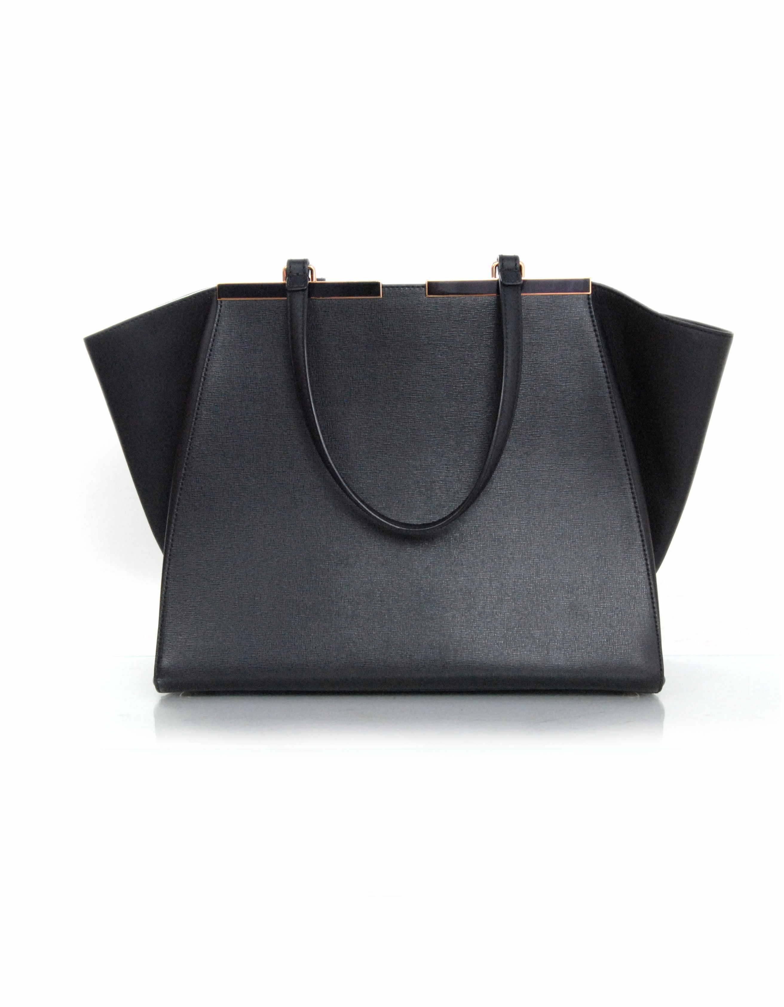 Fendi Black Textured Leather Medium 3Jours Tote Bag rt. $2, 600 In Excellent Condition In New York, NY