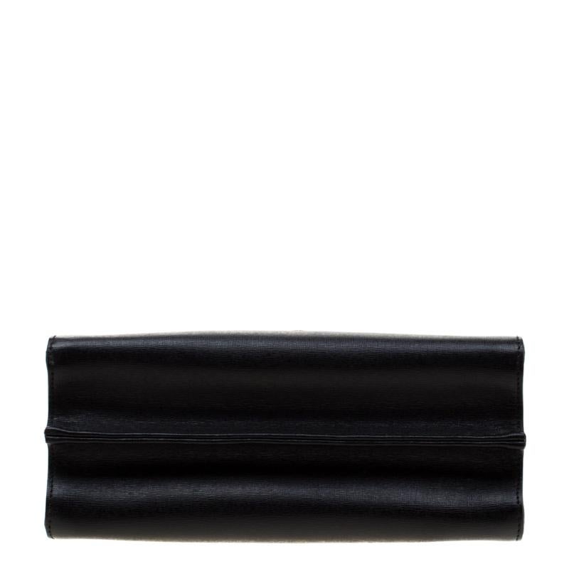 Fendi Black Textured Leather Small Demi Jour Top Handle Bag 6