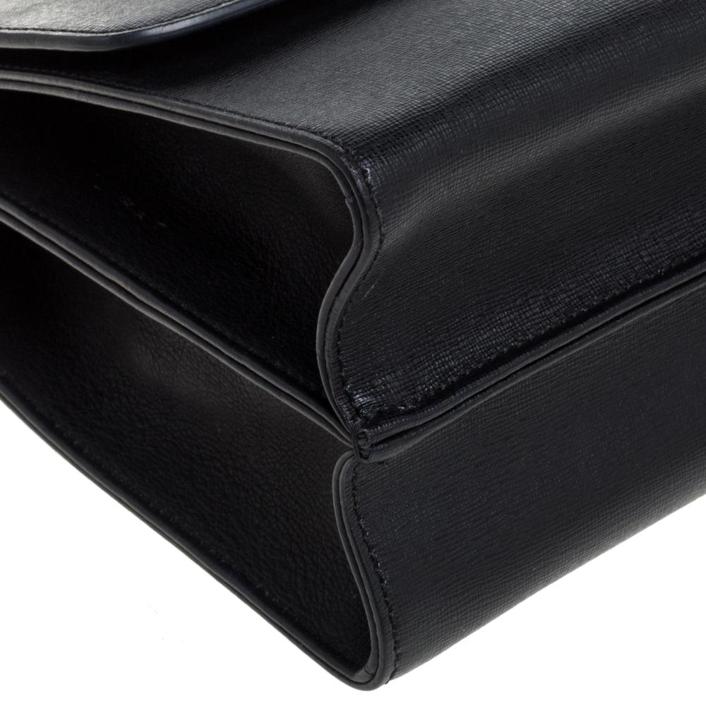 Fendi Black Textured Leather Small Demi Jour Top Handle Bag 6