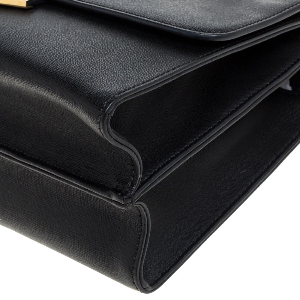 Fendi Black Textured Leather Small Demi Jour Top Handle Bag 7