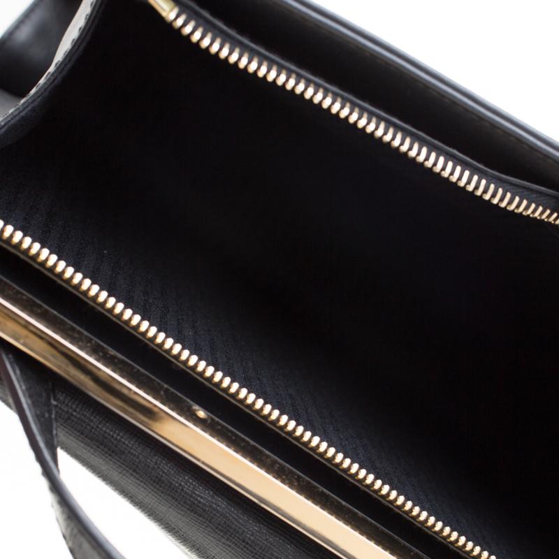Fendi Black Textured Leather Small Demi Jour Top Handle Bag 1