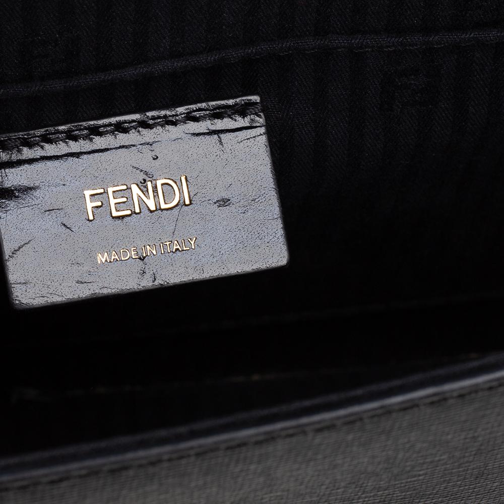Fendi Black Textured Leather Small Demi Jour Top Handle Bag 2