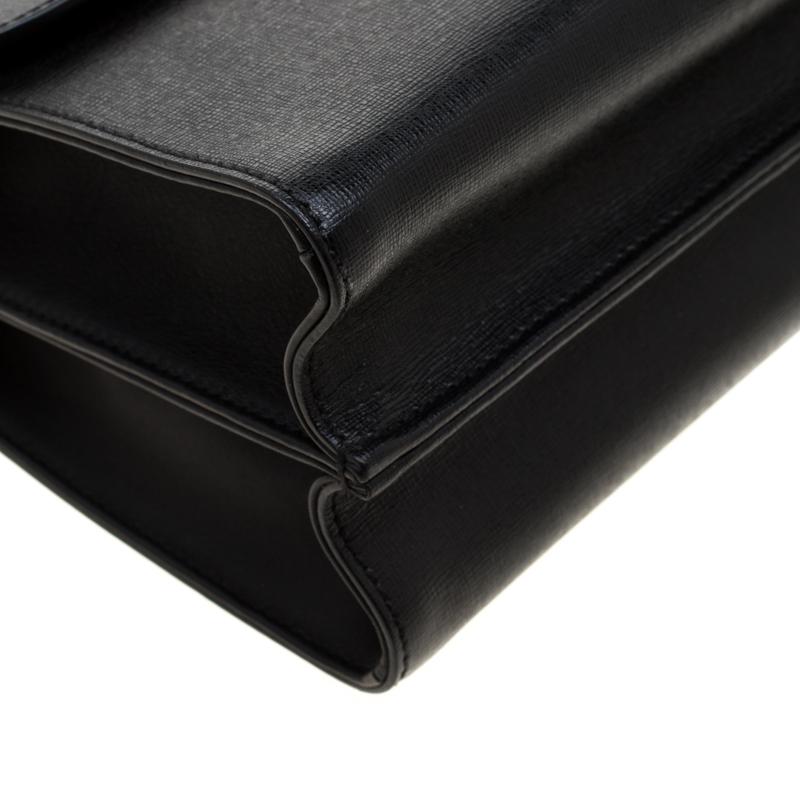 Fendi Black Textured Leather Small Demi Jour Top Handle Bag 5