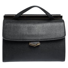 Fendi Black Textured Leather Small Demi Jour Top Handle Bag