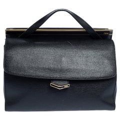 Fendi Black Textured Leather Small Demi Jour Top Handle Bag