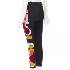 FENDI black thick wool Fendi Roma print cropped tight pants XS