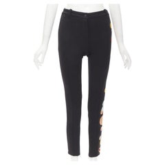 FENDI black thick wool Fendi Roma print cropped tight pants XS