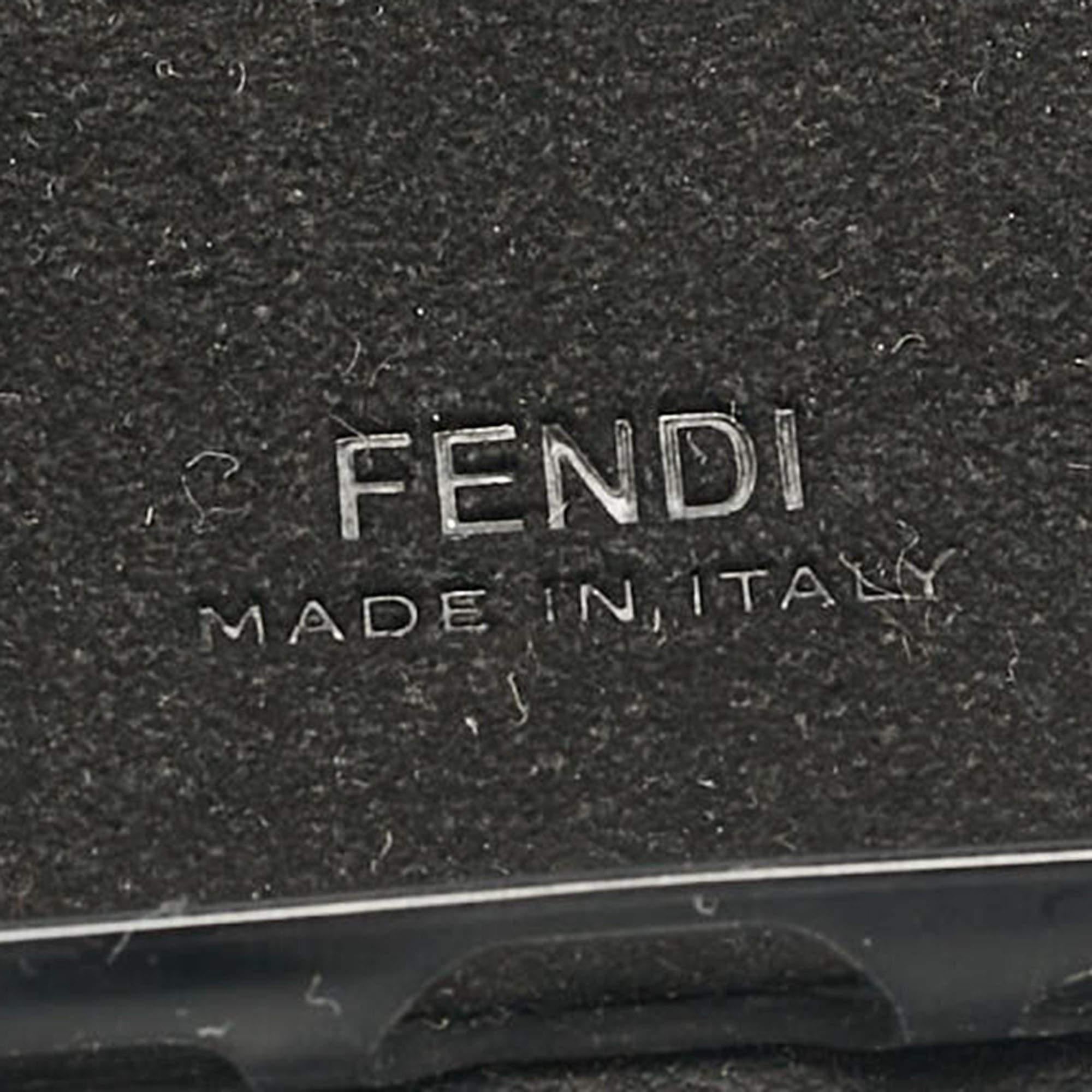 Fendi Black/Tobacco Leather Zucca Coated Canvas iPhone X Cover with Chain Strap For Sale 2