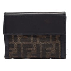 Fendi Black/Tobacco Zucca Canvas and Leather French Wallet Fendi Black/Tobacco Zucca Canvas and Leather French Wallet