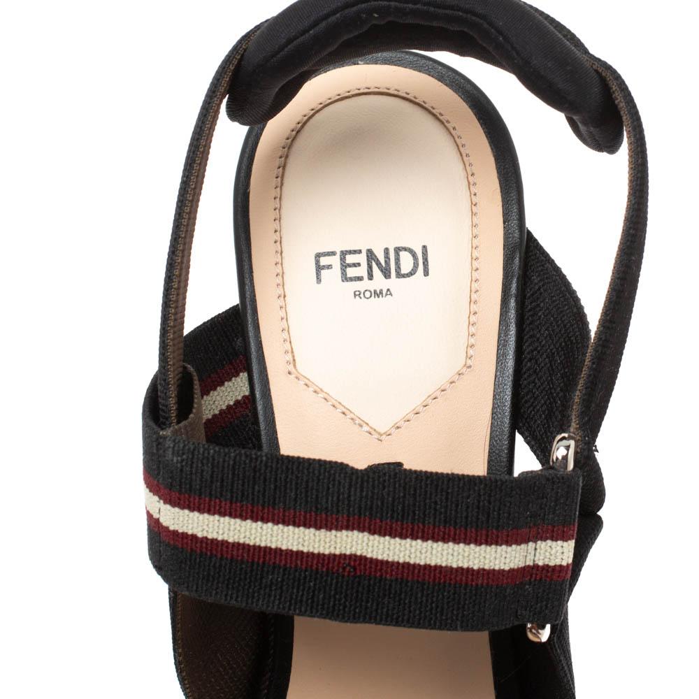 Fendi Black/Tobacco Zucca Mesh Colibri Slingback Pumps Size 38 1