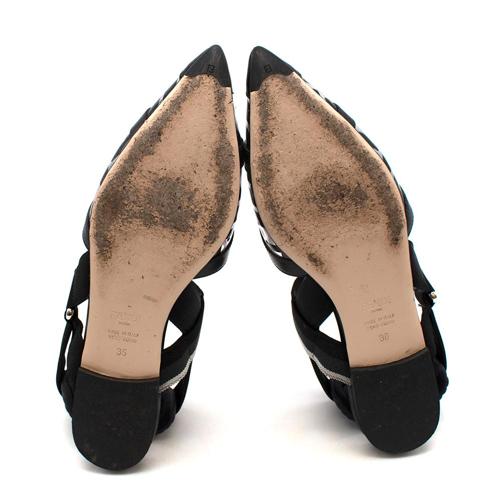 Fendi Schwarze & Transparente Colibri Pumps mit flachem Logo - Größe EU 36 4