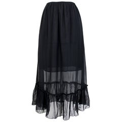 Vintage Fendi Black Transparent Long Flared Skirt