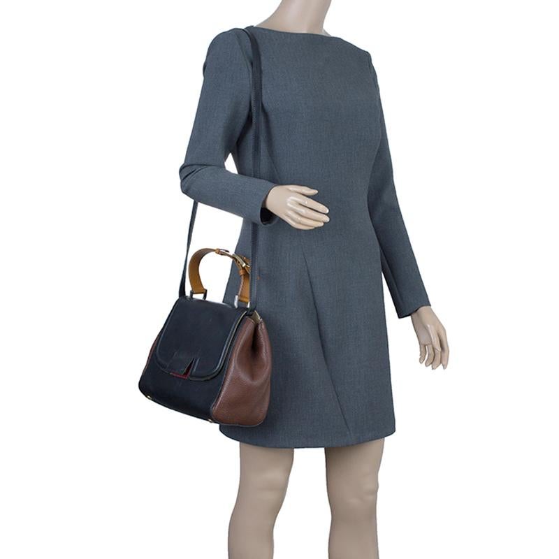 Fendi Black Tri Color Leather Silvana Shoulder Bag In Good Condition In Dubai, Al Qouz 2
