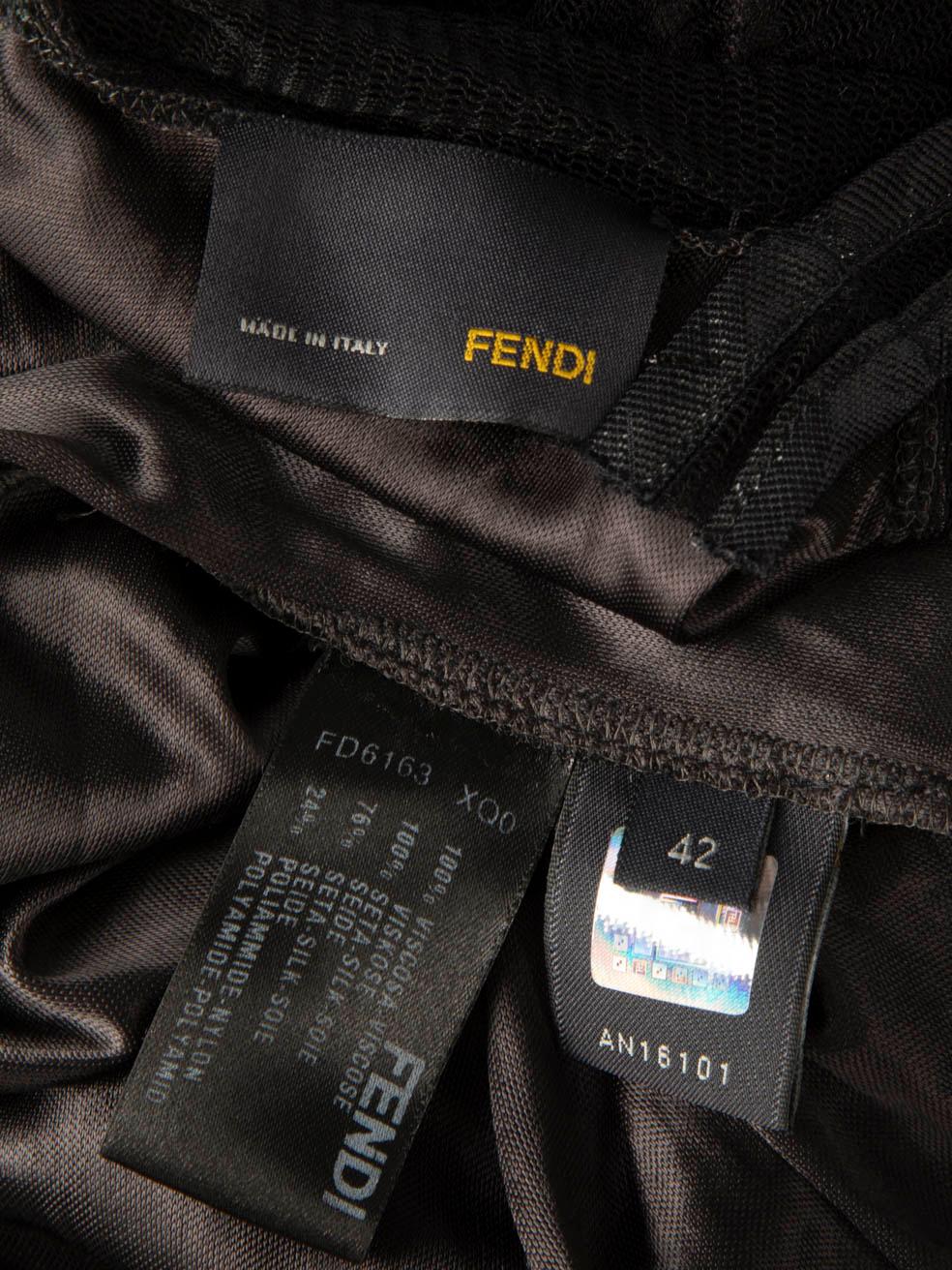 Fendi Black Tulle Ruched Knee-length Dress Size M For Sale 2