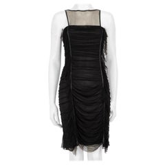 Fendi Schwarzes knielanges Kleid aus gerafftem Tüll Größe M