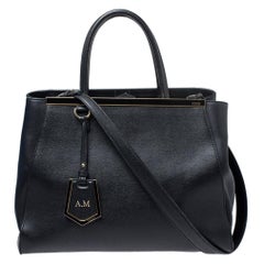 Fendi Black Vitello Leather Medium 2Jours Elite Tote