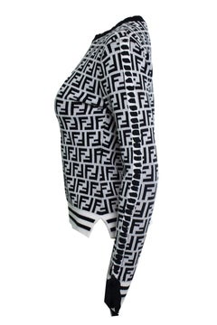 Fendi, black white fendi zucca logo print sweater